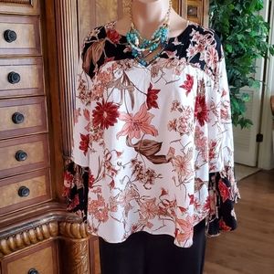 Boutique Top Est 1946 Flowy Hi-Low Top XL  Gorgeous Design!  #1000